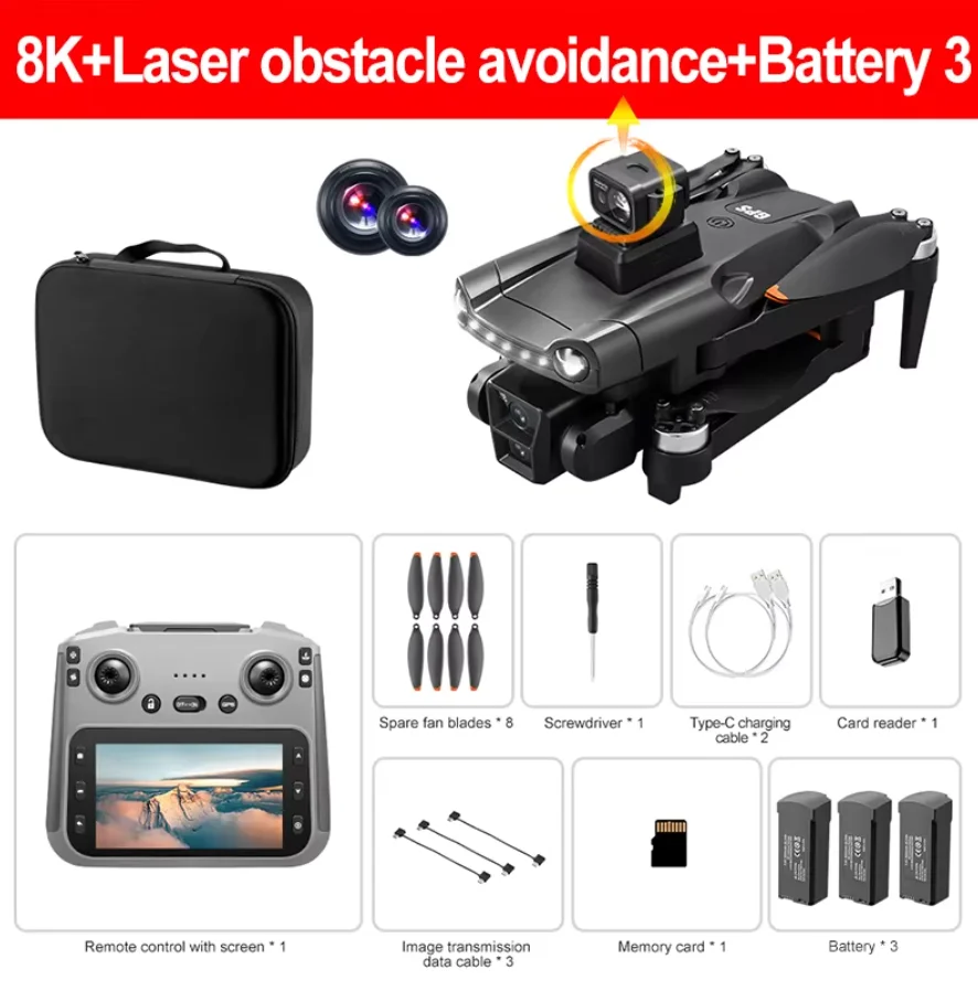Lenovo GPS RC Drone 8K Professionele HD Luchtfotografie Laser obstakelvermijding Vliegtuig Quadcopter Drie-assige gimbal Dro
