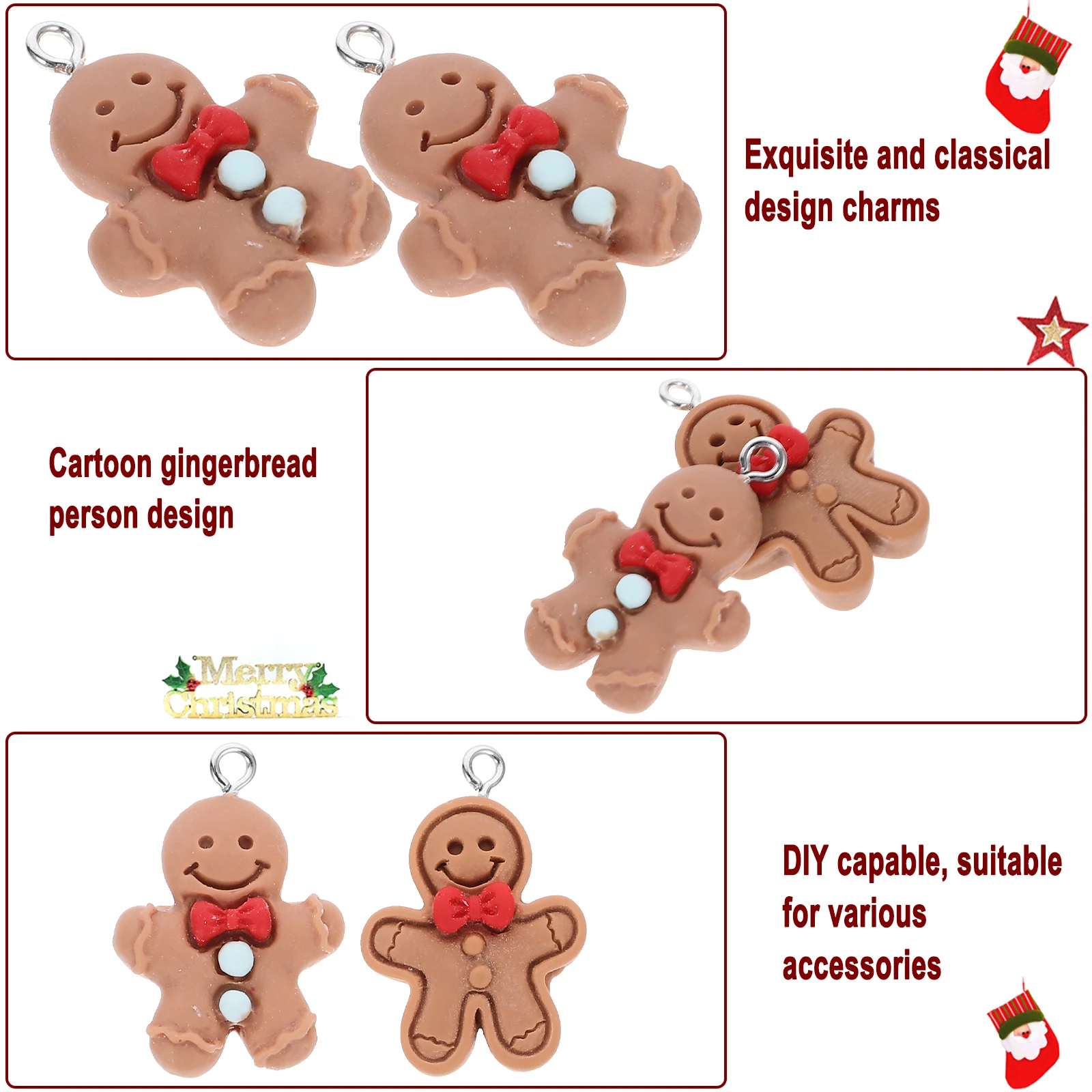 

Biscuit Gingerbread Man Pendant Jewelry Hanging Decorations Key Chain Brown Charms Travel