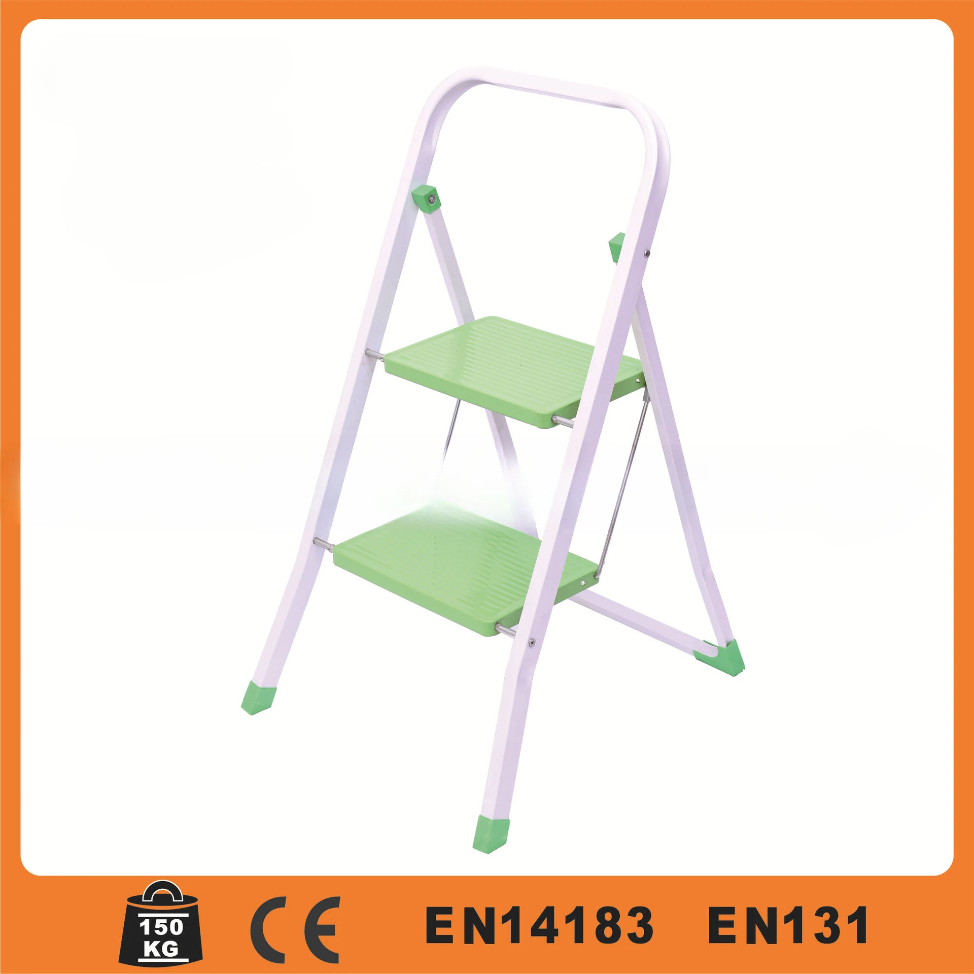 European standard with non-slip mat thickened two-step, three-step, four-step square pipe iron ladder folding herringbone ladder