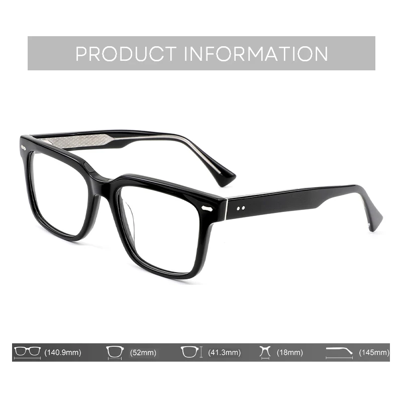 BLUEMOKY Fashionable acetate square prescription glasses, men's and women's rectangular progressive optics, photochromic myopia