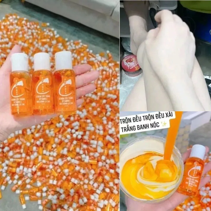 

Serum Duong Trang Da Vitamin C. Body Serum, Fade Black Spots and Scars, Lightens Black Skin Under Arms, Knees, Ankles