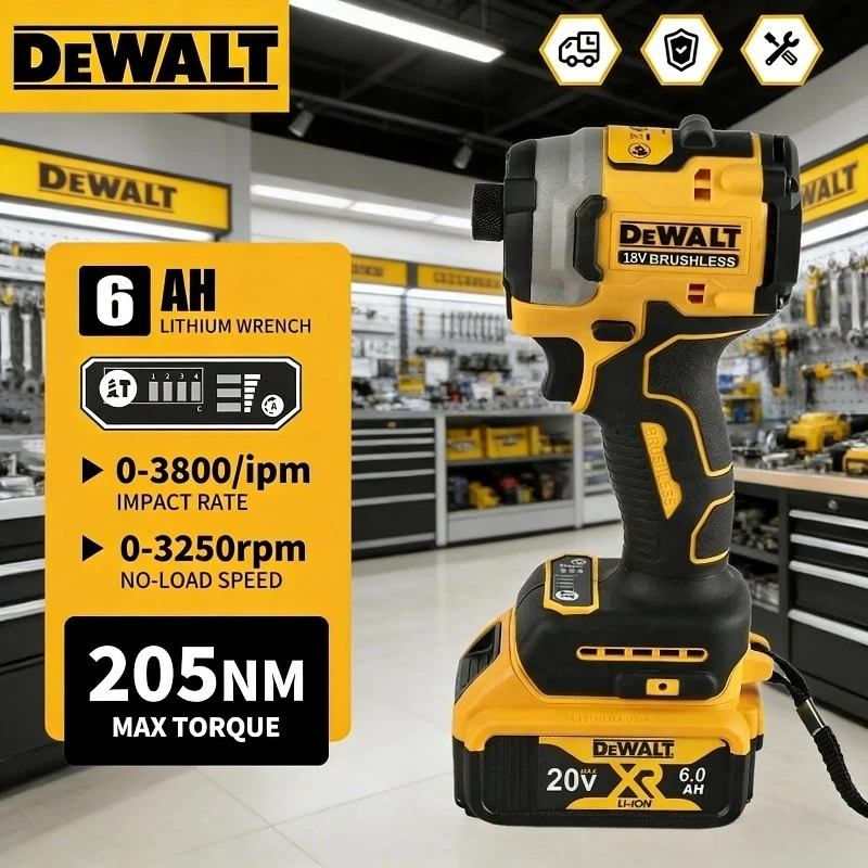 

Бесщеточный ударный шуруповерт DeWALT DCF850, 3250 об/мин, 205 Н·м, высокомоментный, для аккумуляторов DeWALT