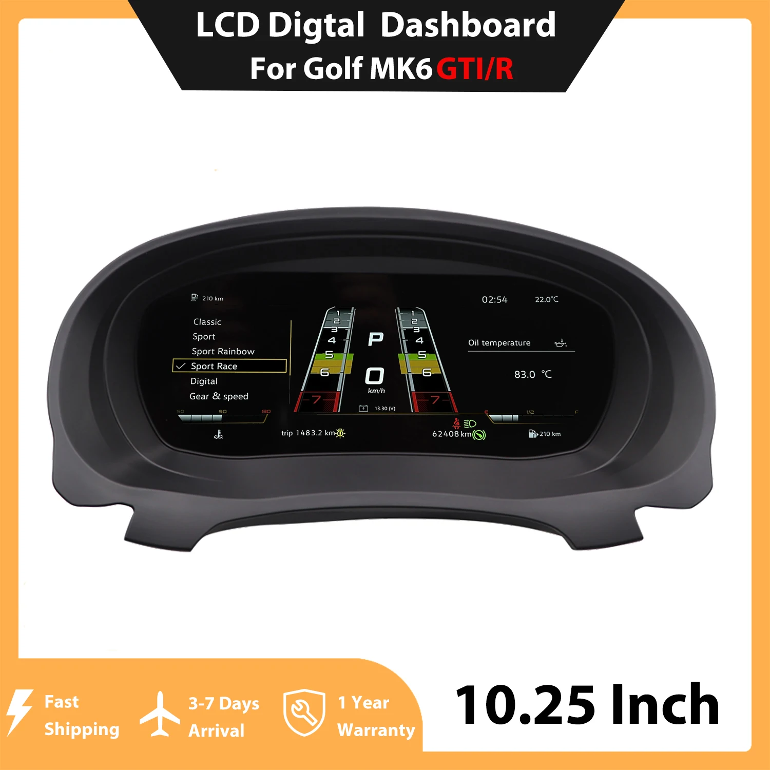 

Car Digital Cluster Instrument For Volkswagen Golf MK6 GTI Golf MK6 R 10.25'' LCD Dashboard Monitor Display 2009 2012-2014