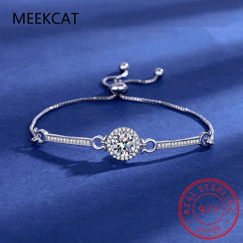 

5MM Moissanite Bracelet 925 Sterling Silver Diamond Adjustable Tennis Bracelets For Women Wedding Gift Fine Jewelry Pulseiras