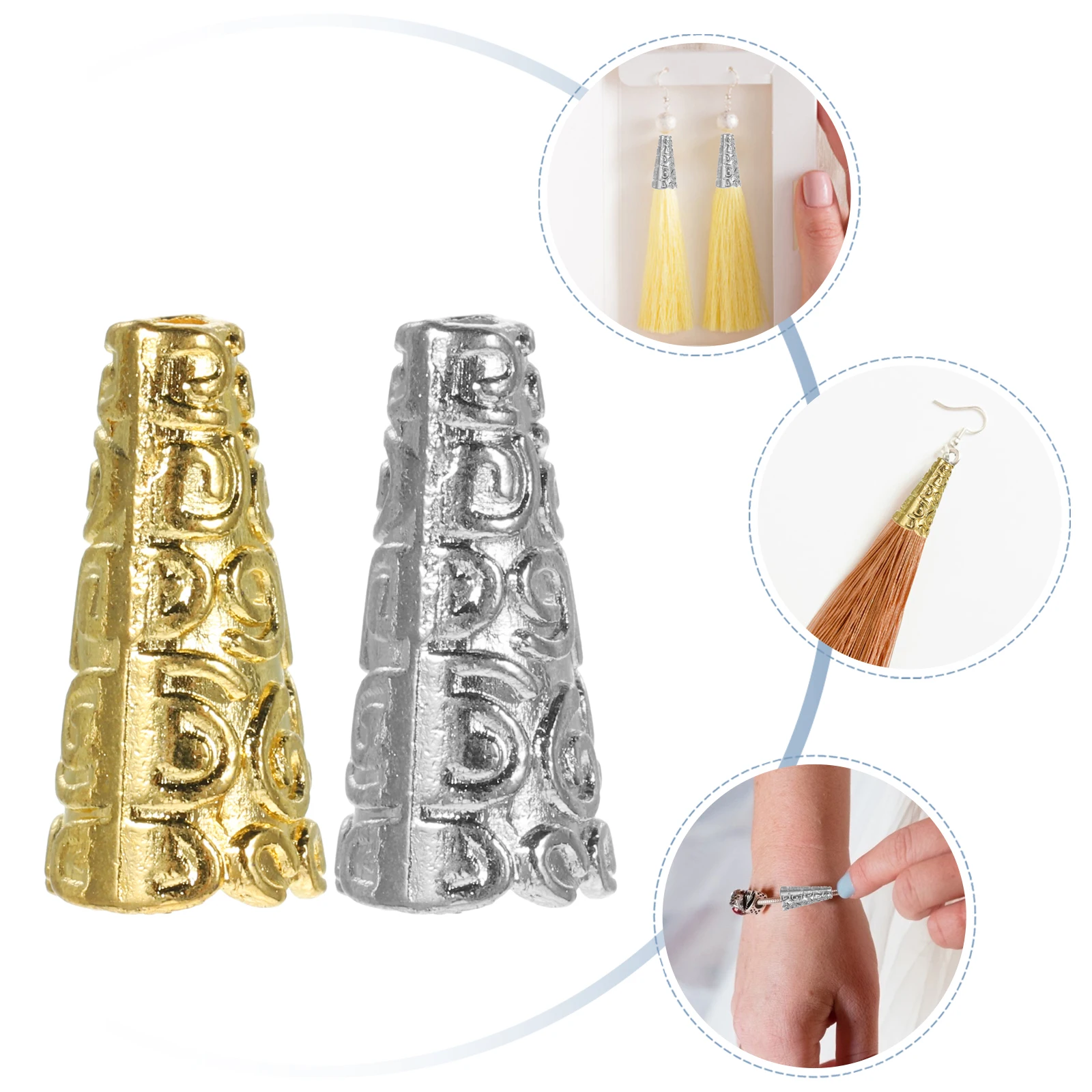 

100pcs Tassel End Caps Diy End Caps Replacement Cord Ends Jewelry Making Materials Multi-Function Rope Ends Durable Cord