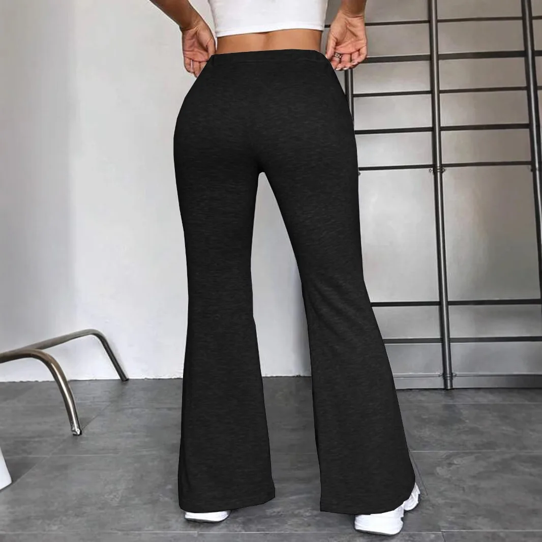 Women's Casual Outdoor Yoga Sports Pants Bell Bot Spliced Trousers Street Sle l Waist Lycra Fabric Summer 2023