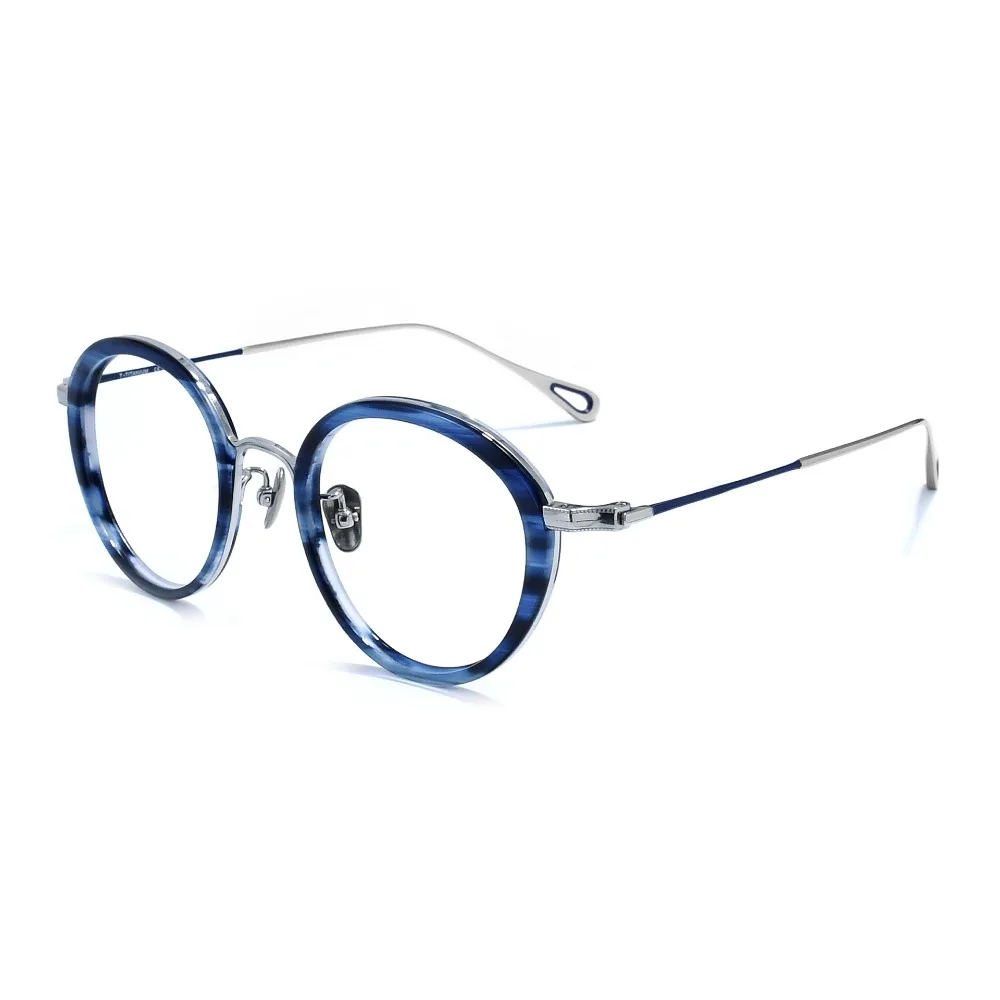 

New Fashion Acetate Titanium Retro Round Glasses Frame Women Optical Myopia Glasses Men Anti Blue Light Color Changing Eyeglass