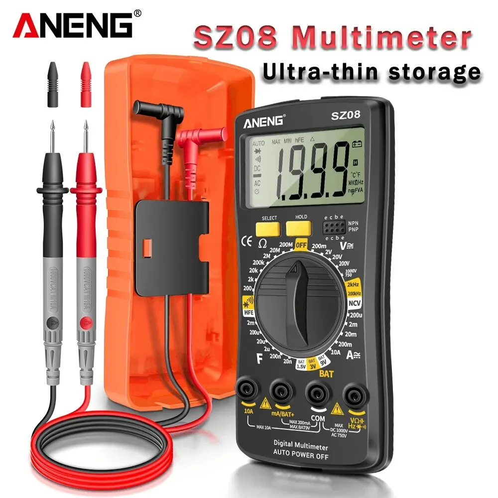 

ANENG SZ08 Digital Storage Professional 1999 Counts Auto Handhold Testers Ultra-thin Voltmeter AC DC 220V Resistance Multimeter