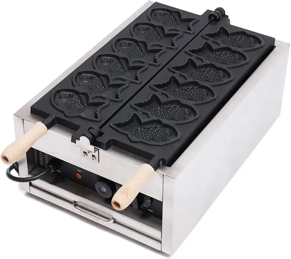 Commercial Fish Type Waffle Machine, Electric Nonstick Large Fish Type Waffle Machine Non Stick Japanese Taiyaki Maker Sea Bream