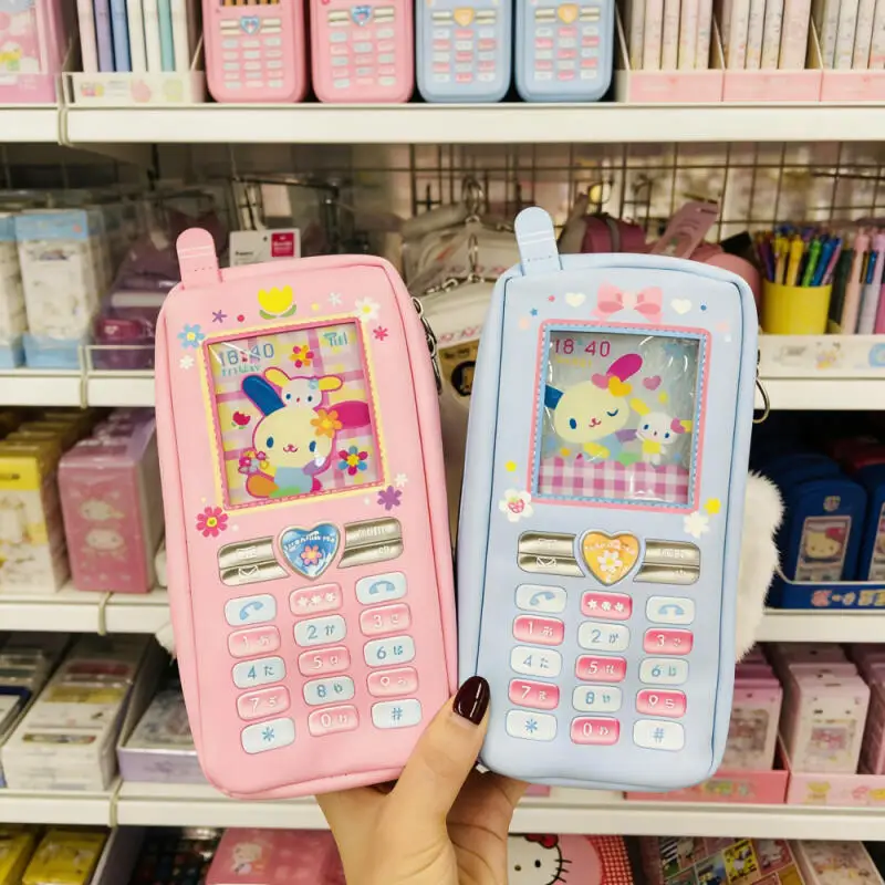 Kawaii Usahana Phone Shaped Pencil Case Student Cartoon Large Capacity Stationery Pouch Portable Cosmetics Storage Bag Gift Toy