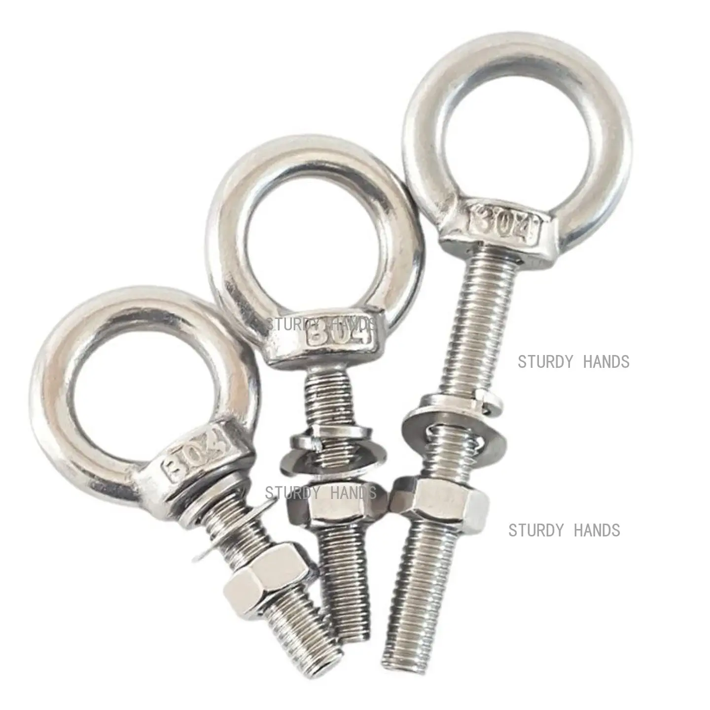 3pcs Stainless Steel Extended Eyebolt Combination of Strap and Buckle Bolt Through-Wall Rod