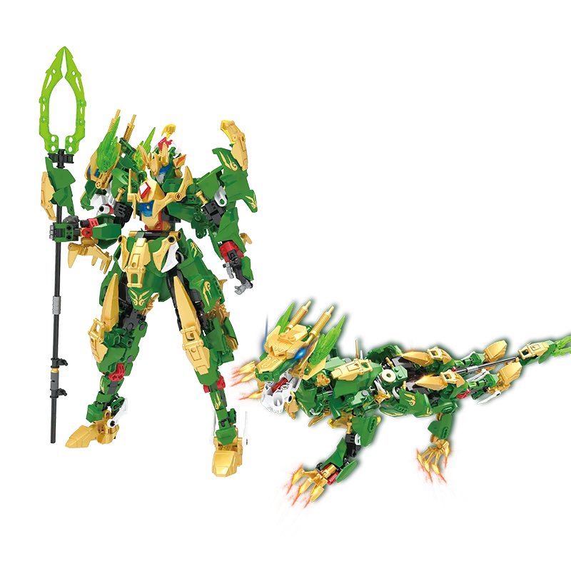 

F5-A0001-4 серия трансформирующих аппаратов mecha превращается в зеленые драконы, белые тигры, красные птицы и черный базальт