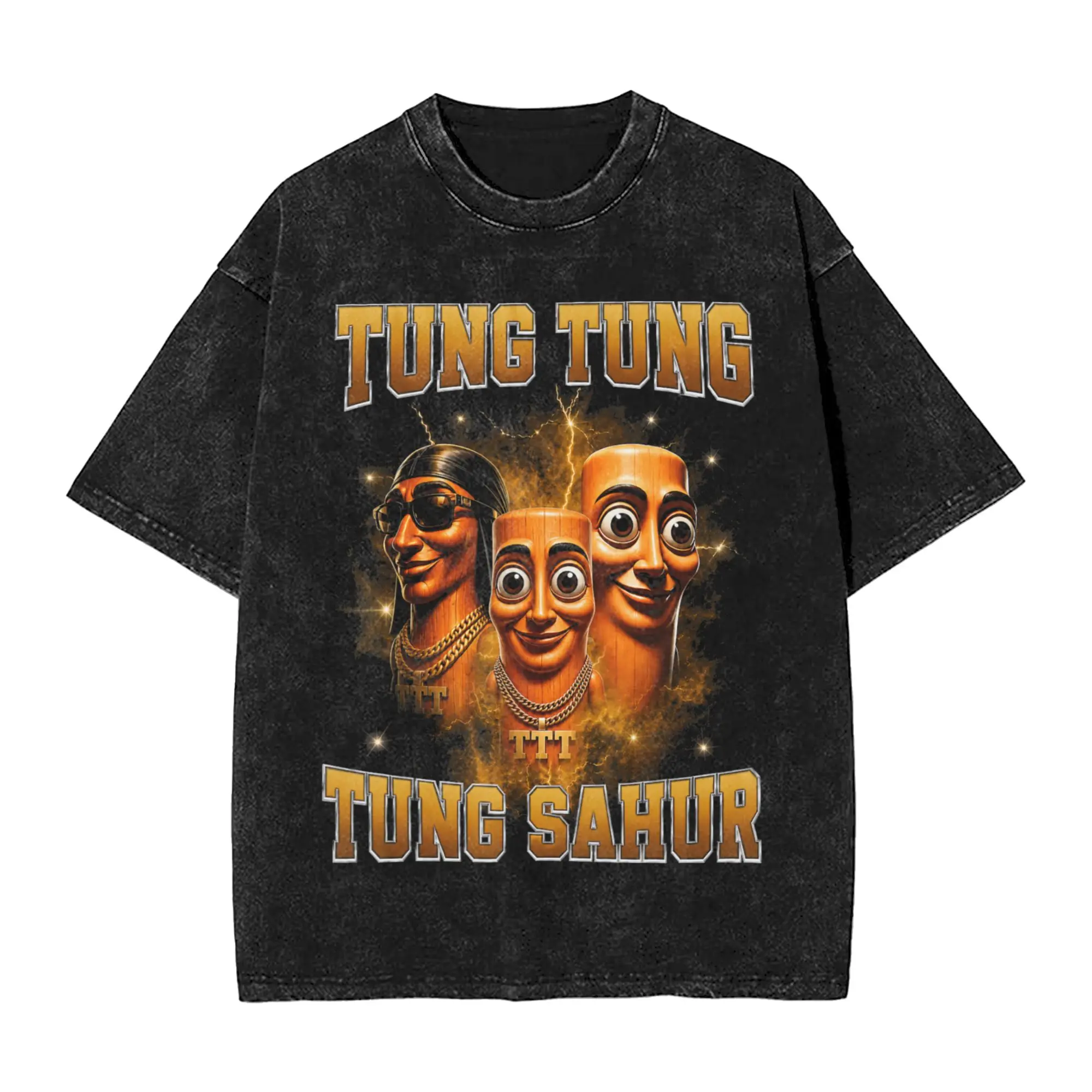 Hipster Tung Tung Sahur Internet Brainrot Humor Gen Alpha Gen Z T-Shirt Men Round Collar Cotton T Shirts  Short Sleeve Tee Shirt