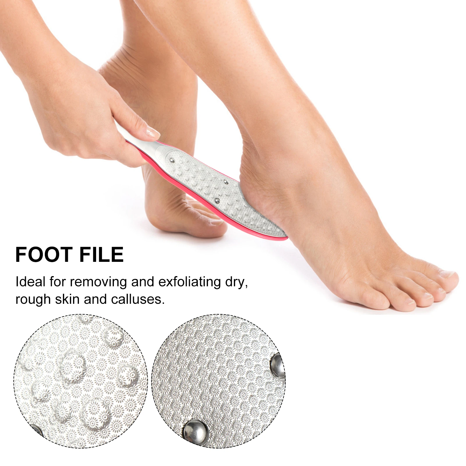 Stainless Steel Foot File Callus Remover Pedicure Tool Hard Skin Scrubber Foot Rasp with Blades Polishing Nail Care Set Durable