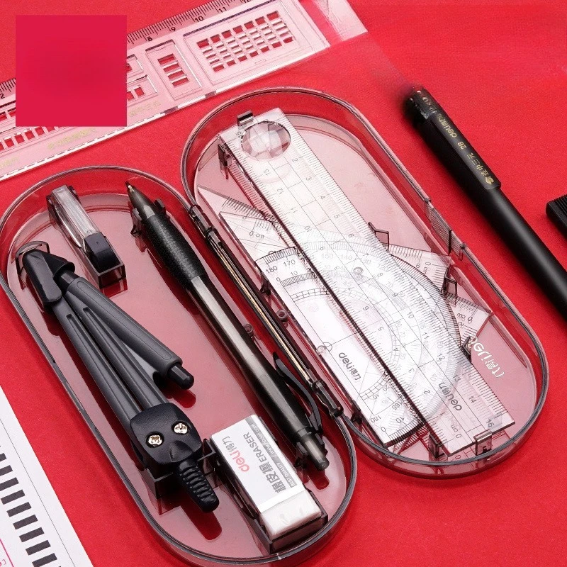 Student Geometry Math Drawing Compass Ruler Set Multifunctional Drawing Stationery Kit For Students School Office Supply