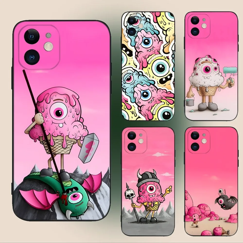 

B-Buffmonster Art Phone Case For iPhone 15,14,13,12,11,Plus,Pro Max,XS,X,XR,SE,Mini,8,7 Soft Silicone Black Cover
