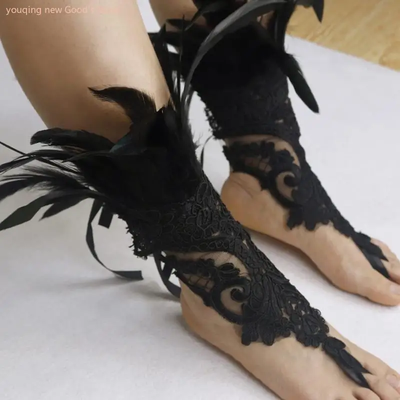 

49me Punk Crace Glove без перья с кружевными перчатками без пальцев.