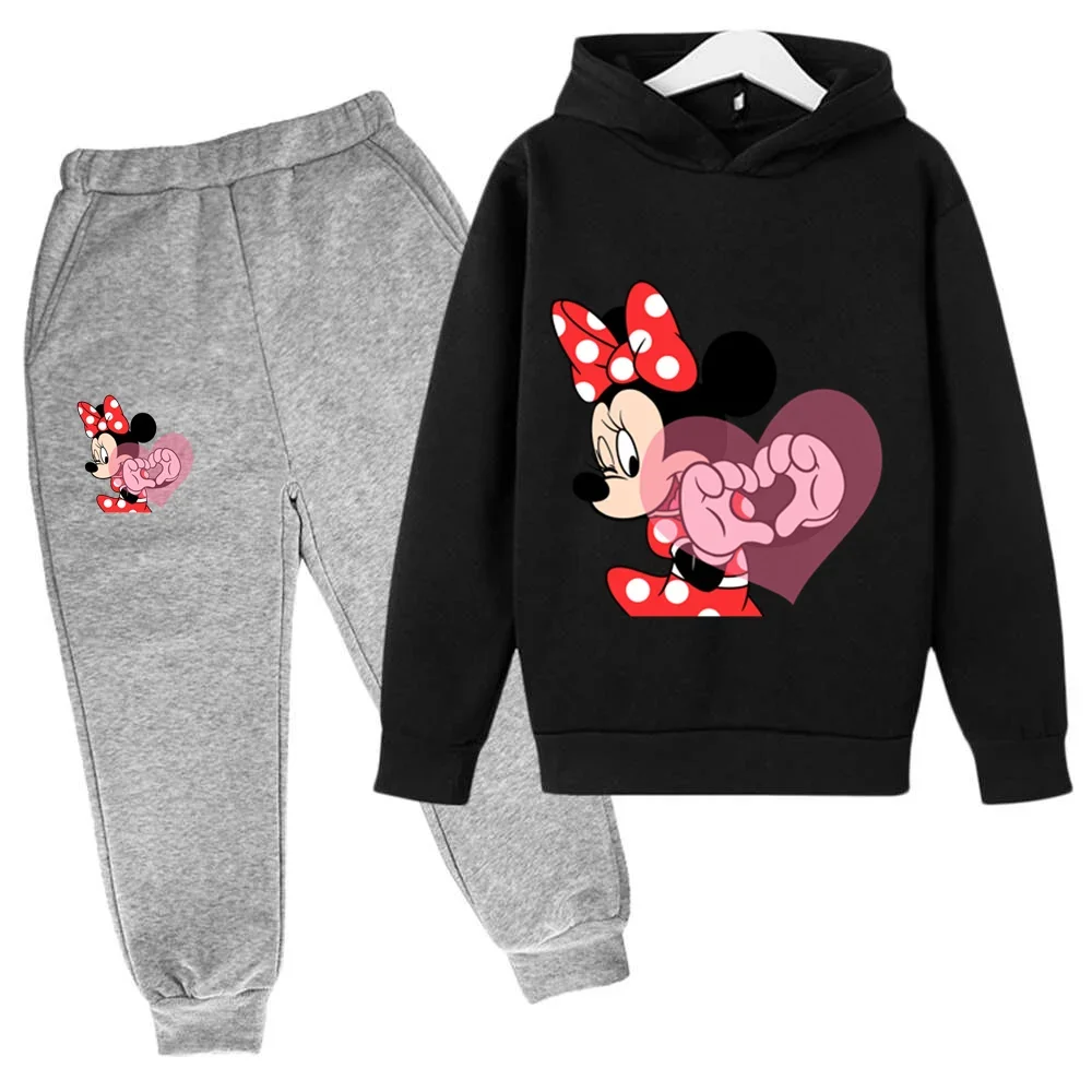 Fashion Sports Mickey Suit Disney Printed Hoodie + Trousers 2 Pieces Set Spring And Autumn Animation Men And Women Suit