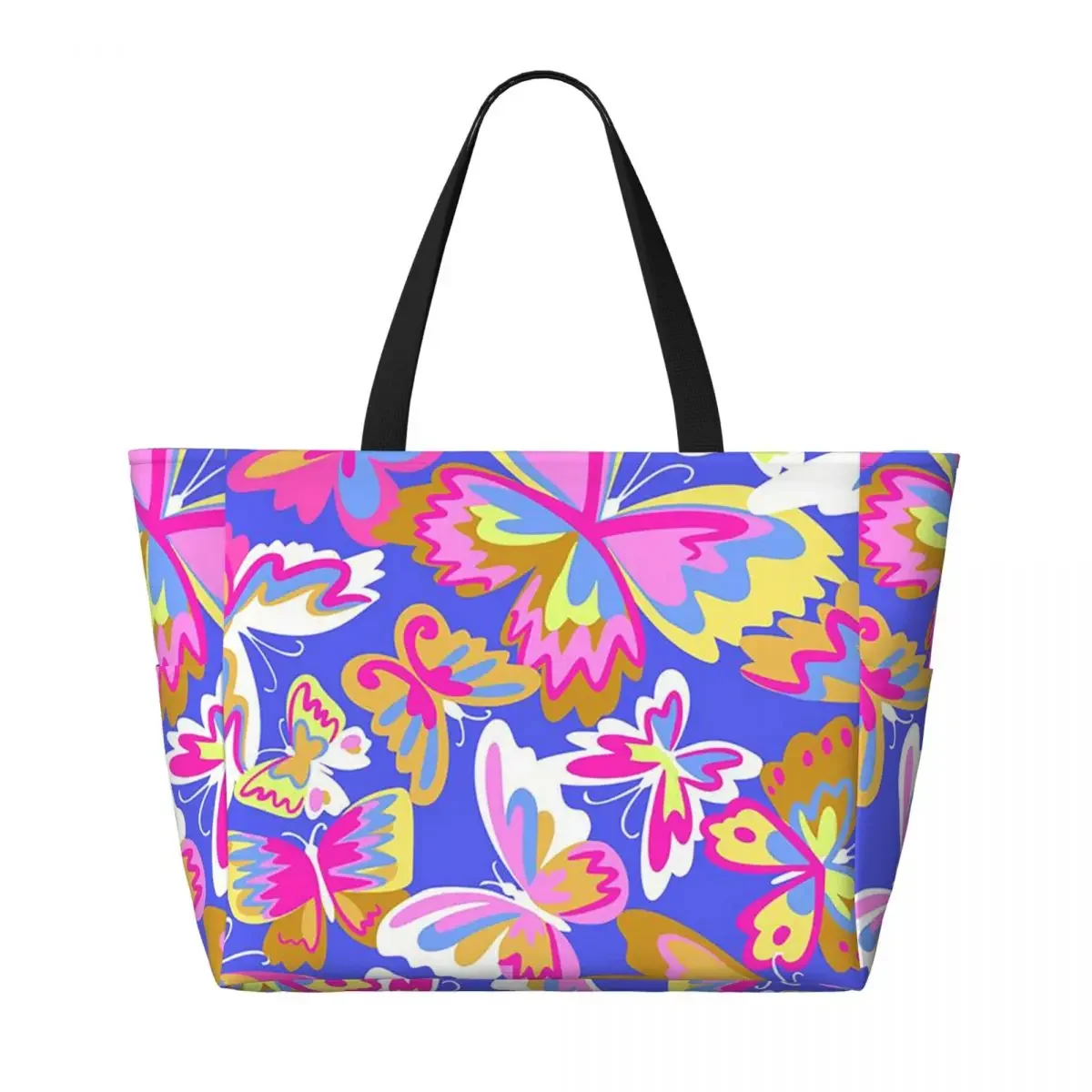 Colorful Butterfly Beach Tote Bag Sport Gym Yoga Duffle Large Tote Bag Women Travel Bag Fitness bag 6