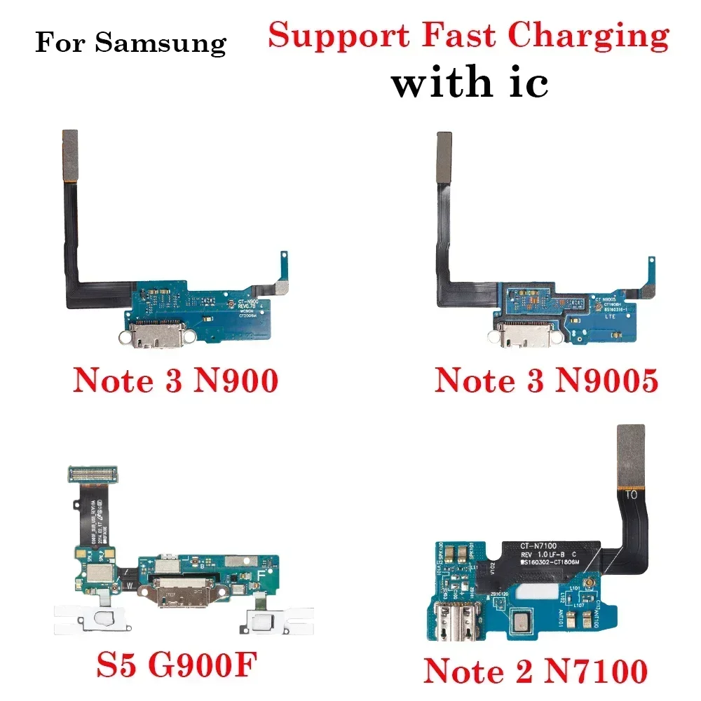 

1pcs Charging Port Flex For Samsung note 2 3 8 9 N900 N9005 N7100 N950F N960F USB Charger Flex Repair Parts For Samsung S5 G900F