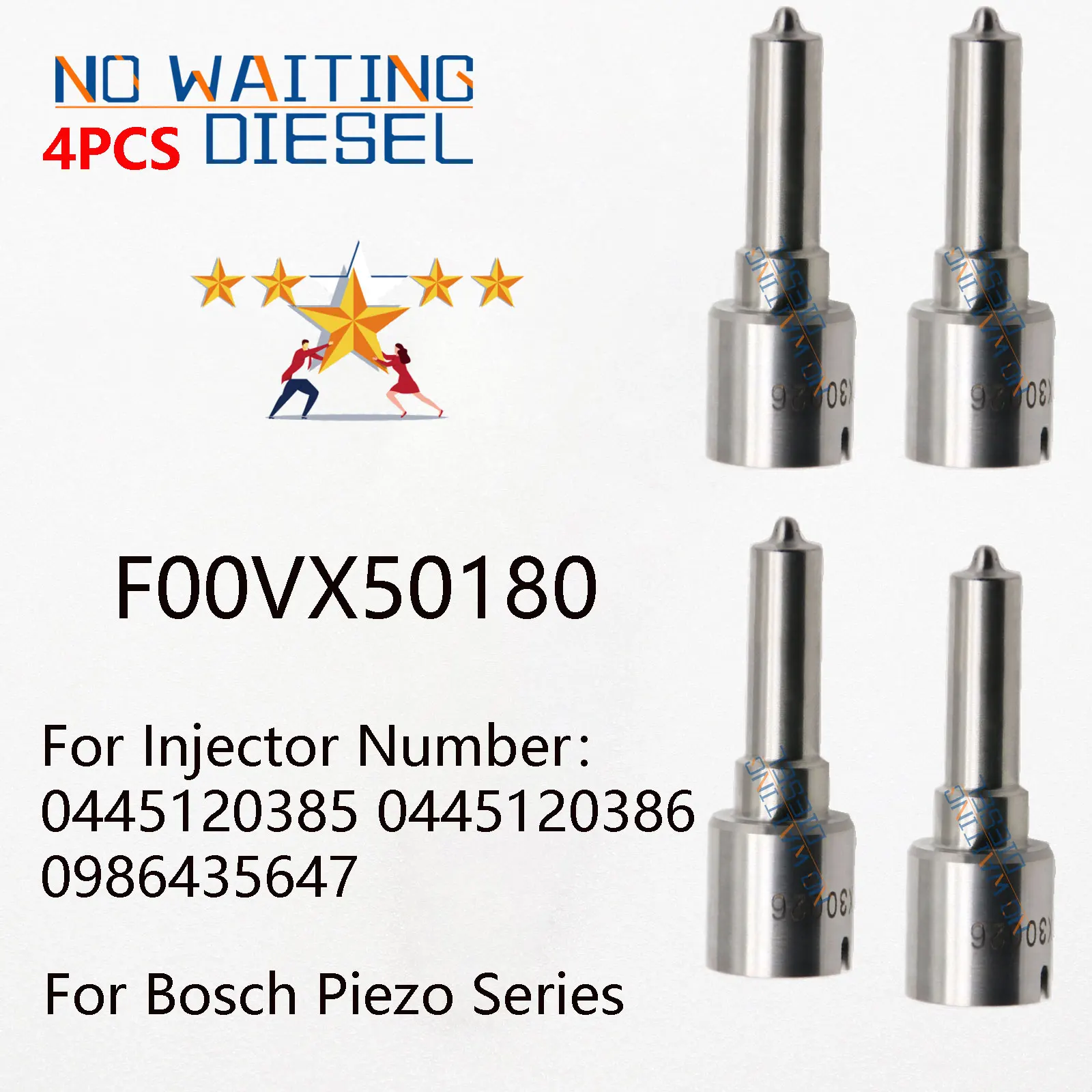 4PCS F00VX50180 Automobile Engine Part Nozzle FOOVX50180 Diesel Fuel Injector Number 0445120385 0445120386 For BOSCH Piezo