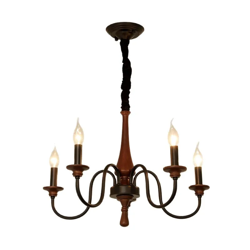 

American retro walnut color living room light, French medieval style bedroom dining room chandelier
