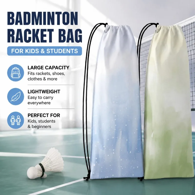 Gradient‑Blend Badminton Backpack Student‑oriented Portable Racket Sack Spacious Storage Pouch Practical Sports Gear Container