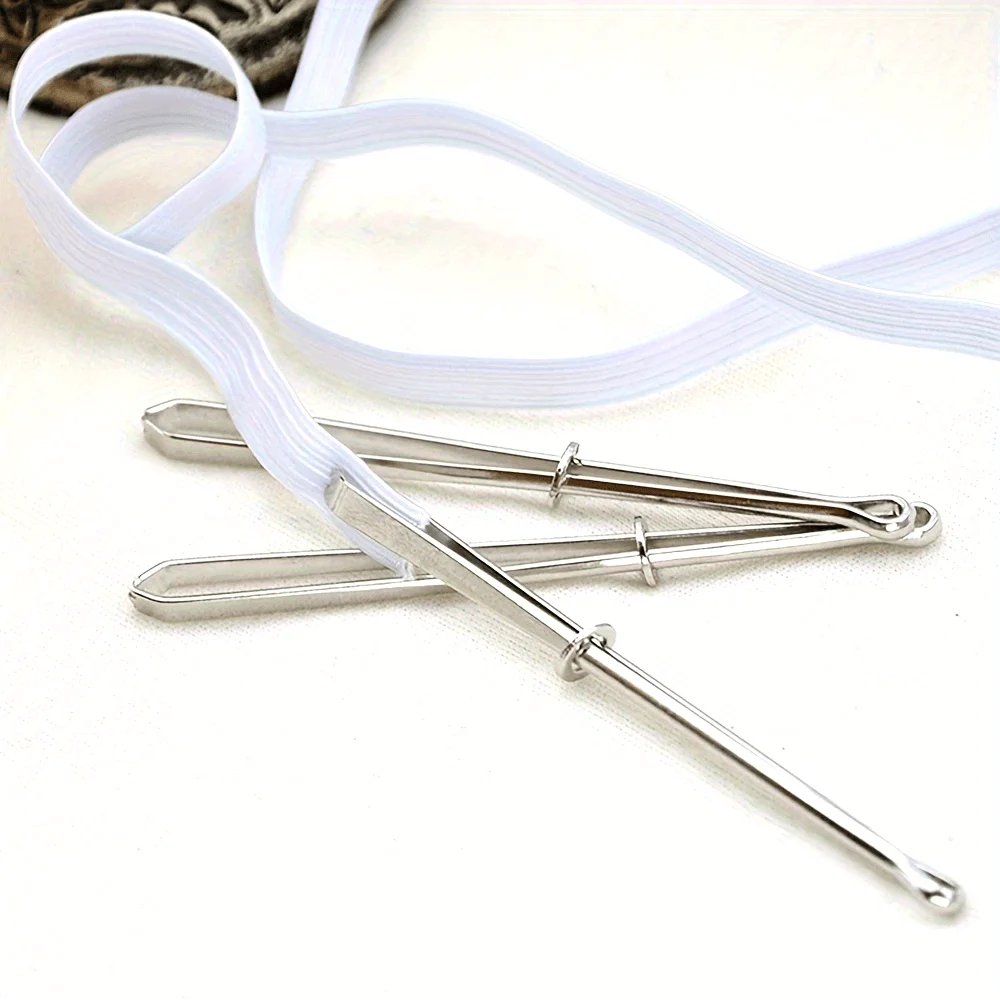 2er-Pack elastische Einfädelwerkzeuge, Metall-Gürtelclip mit Führnadel, DIY-Nähzubehör für Heimnähmaschinen, zur Herstellung von Hosen und Röcken