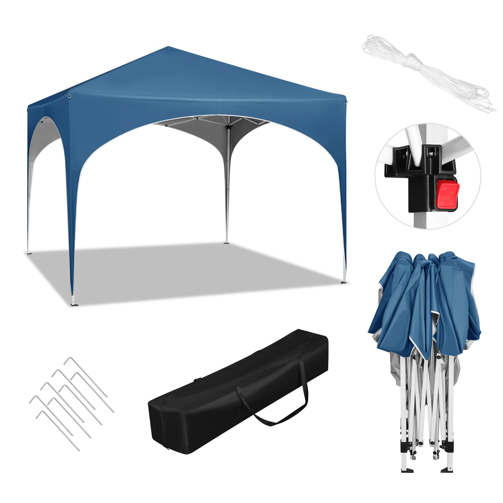 WOLTU Waterdichte Inklapbare 3x3m Tuinpaviljoen Partytent Pop-up Paviljoen met Halfrond Dak voor Buitenmarkten - afbeelding 1