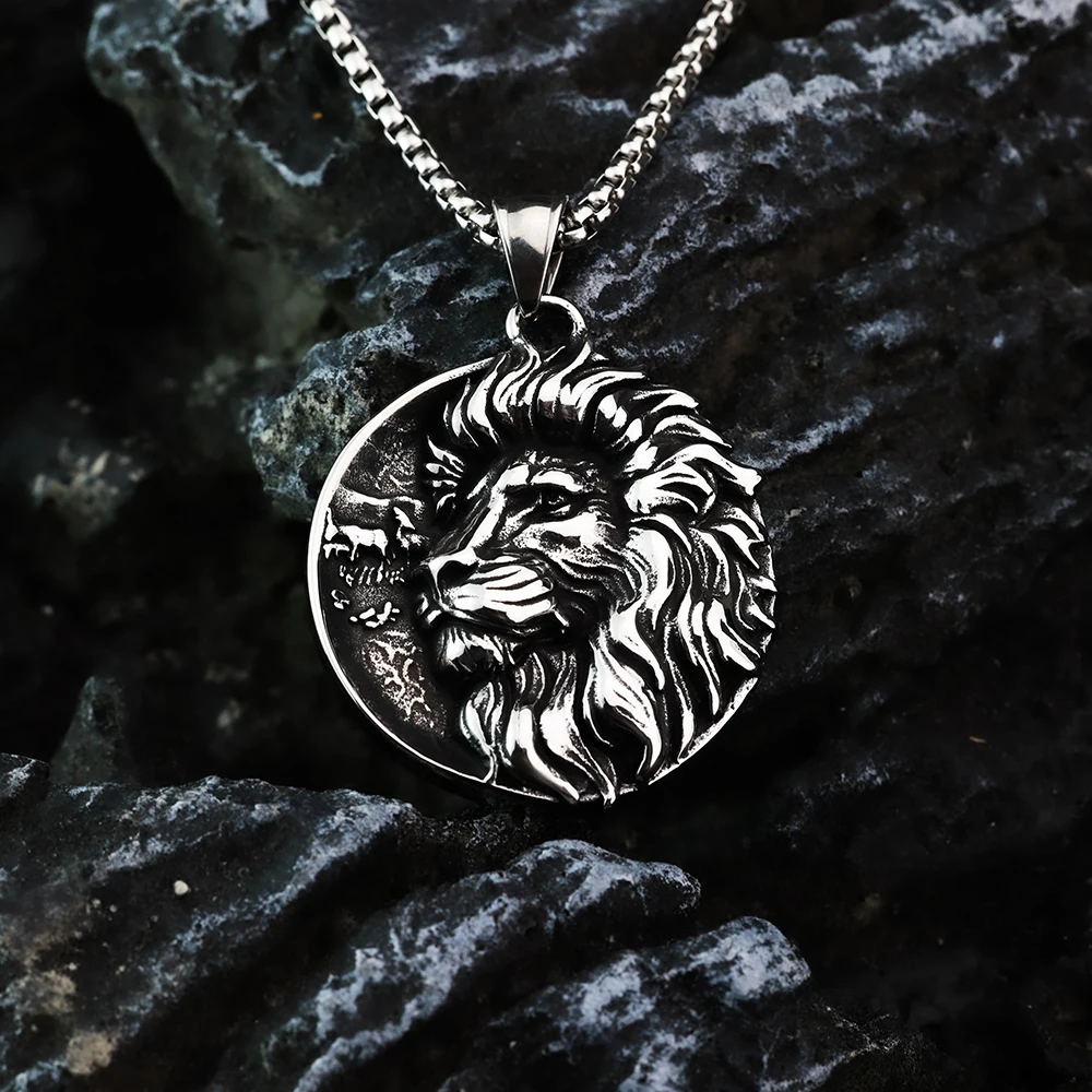 Animal Lion Titanium Steel Pendant Fashionable and Personalized European and American Style Jewelry Stainless Steel Pendant