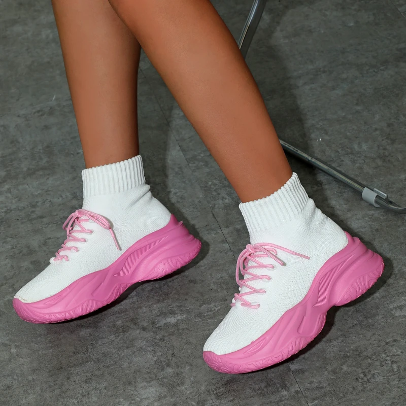 Thick Soled Socks Women's Shoes Comfortable Breathable Casual Sports Single Shoes Fashion Matching Outdoor Shoes image 3
