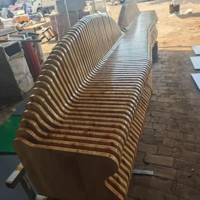 Outdoor Wooden Slice Seat Creative Special Shaped Bench for Shopping Mall Leisure Area Art Landscape Waiting Chair