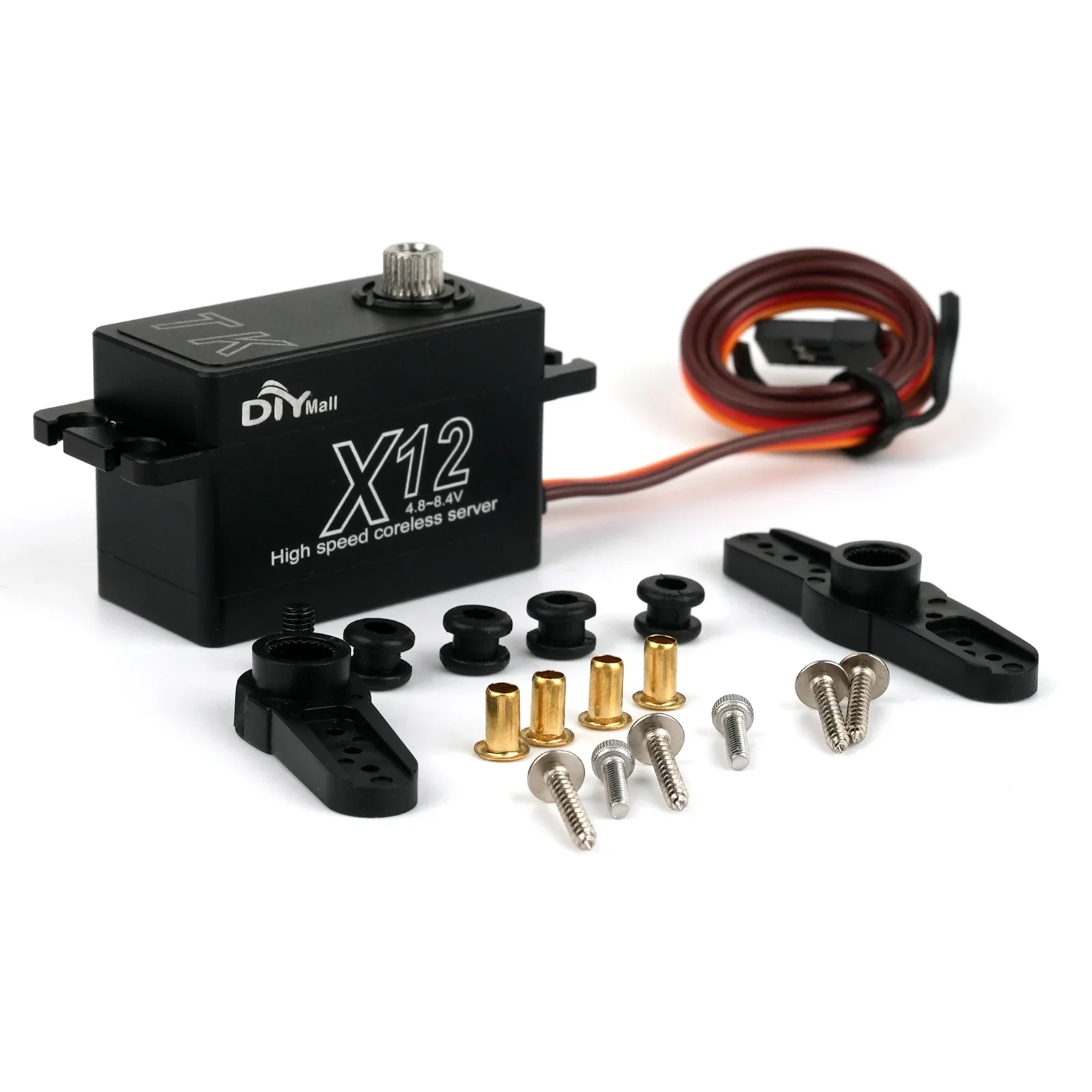 X12 Servo coreless ad alta velocità a basso profilo 12KG - 25T Custodia digitale completamente in metallo con ingranaggi in acciaio inossidabile per auto/barche RC 1/8 1/10