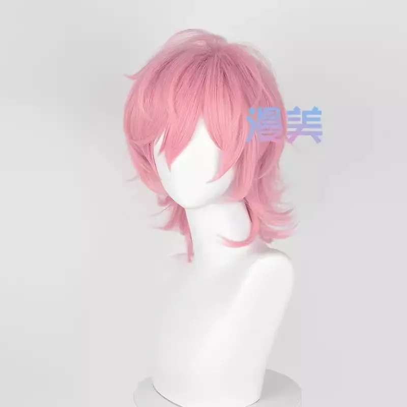 DY20 أنيمي يوري آياتو شعر مستعار تأثيري النظارات الشمسية قصيرة الوردي الطبقات شعر مستعار مقاومة للحرارة الشعر الاصطناعية لجميع القديسين25