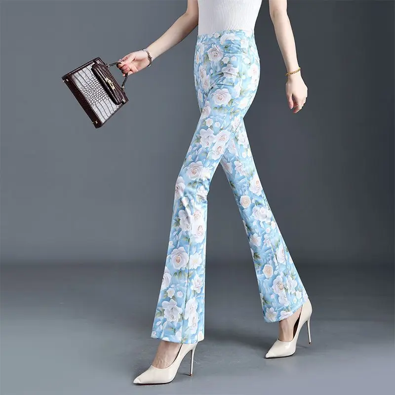 

Printed Slightly Flared Pants Summer Fashion Versatile 2025 New Slim-fit Women's Trousers