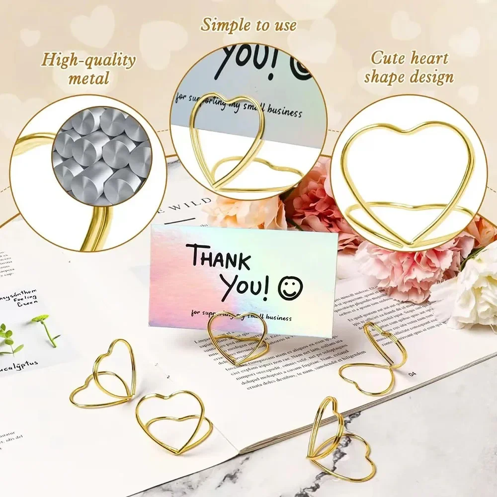 10pcs heart-shaped metal photo clip table pad buckle decorative photo clip card storage box Birthday party