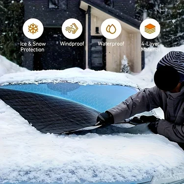 1pc Front Windshield Snow Cover Anti-Frost Windshield Window Thick Sunshade Car Snow Cover Front Side Windows, Winter Supplies