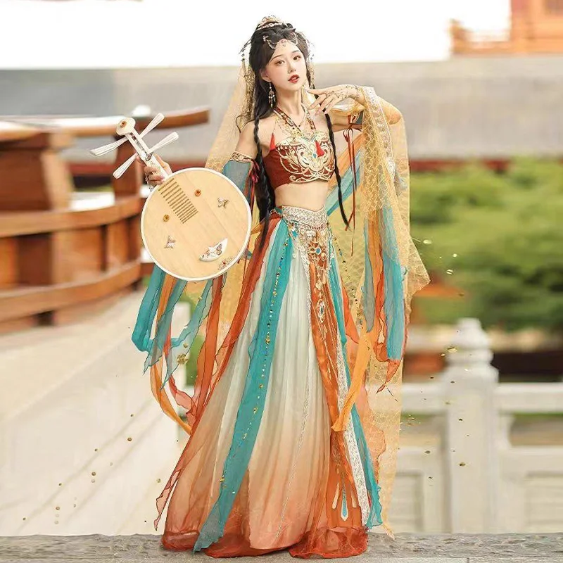 Hanfu Dance Ancient Costume Tang Dynasty Princess of the Western Regions Traditional Chinese Clothing Hanfu Folk Dress Cosplay