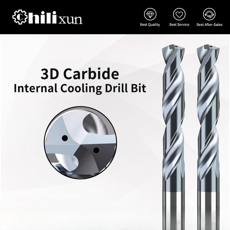 

HILIXUN черное покрытие с внутренним охлаждением 3D сверла из карбида вольфрама для сверления глубоких отверстий с ЧПУ из твердого металла из нержавеющей стали