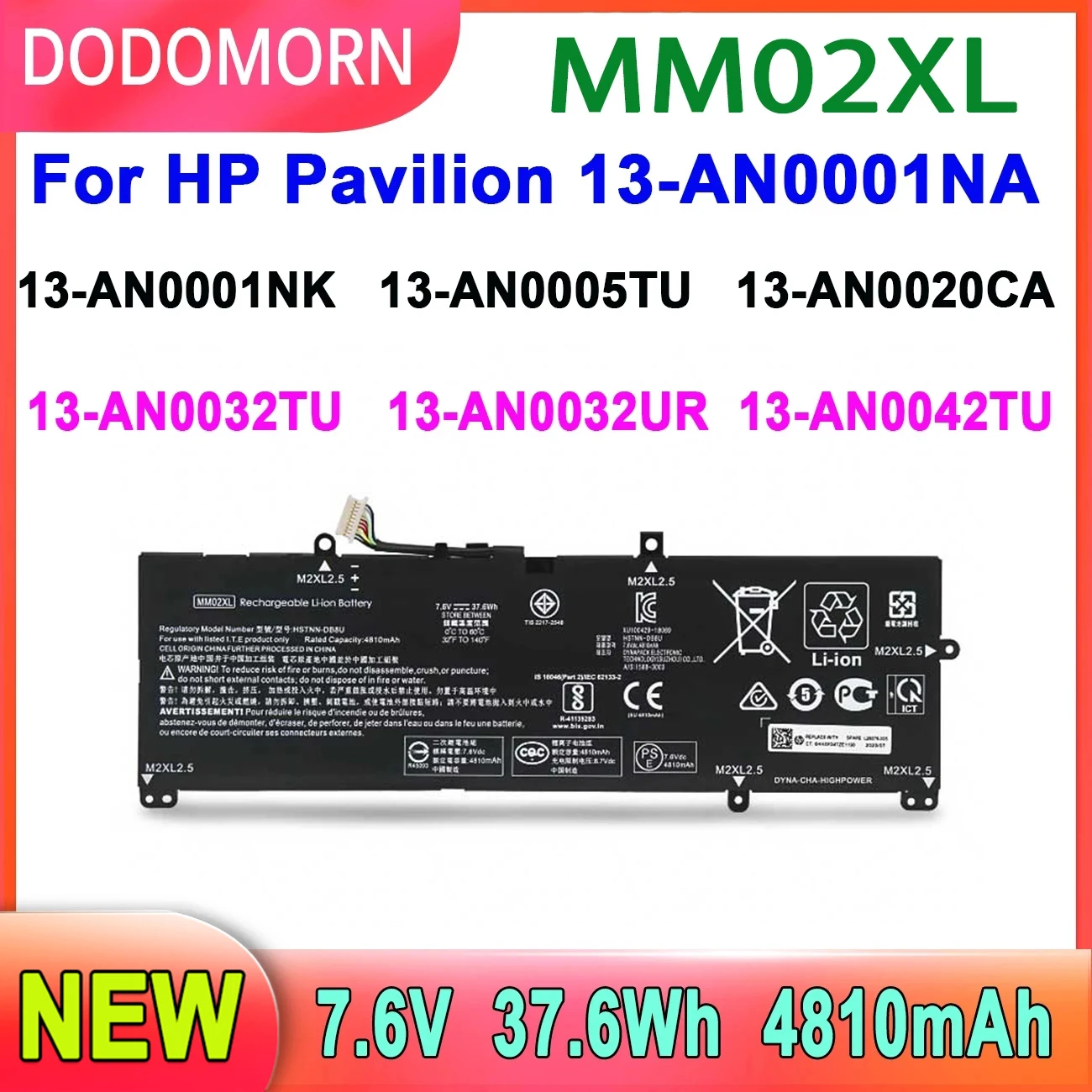 dodomorn mm02xl بطارية كمبيوتر محمول ينطبق على حصان pavilion 13-an0001na 13-an0020ca 13-aan0065ur hstnn-db8u l28076-005 l27868-1c1 hstnn-ib8q