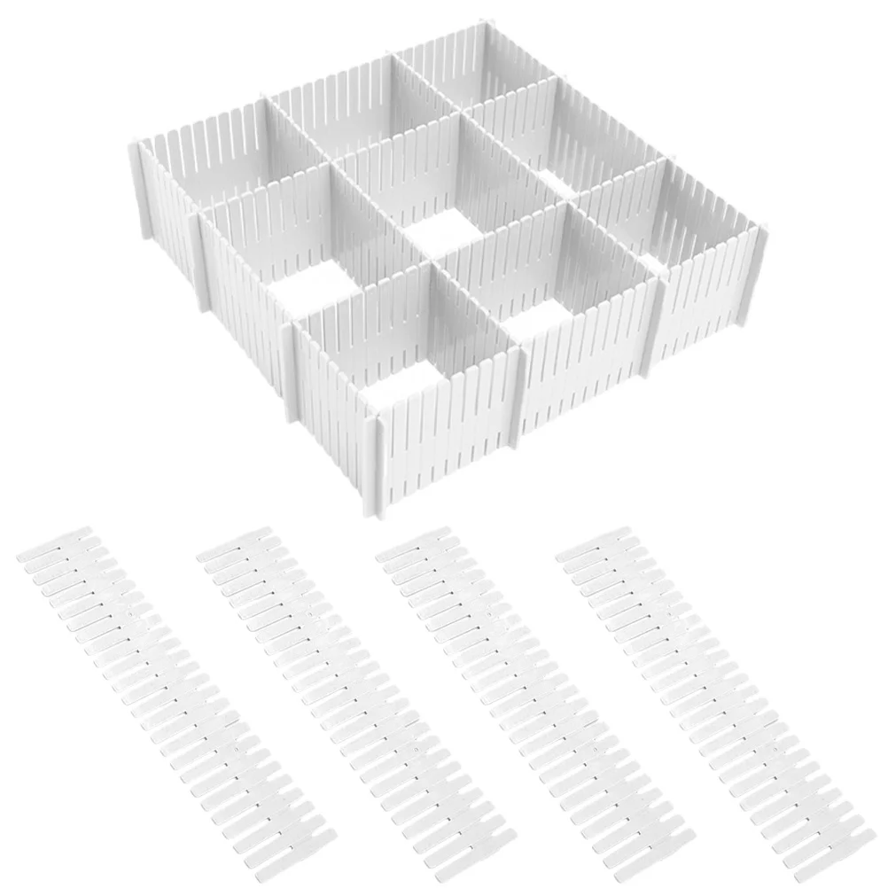 

12Pcs Adjustable DIY Plastic Drawer Dividers Household Sub-Grid Organizer for Deep Drawer Storage Socks Organizer