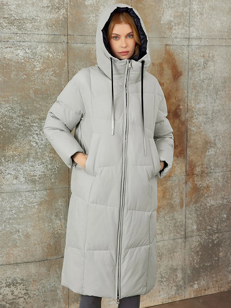 PINK CHIC 2025 Winter Coat Women Down Jackets Fashion Classic  Warm Lace up Hooded Long Women's  Casual Parka Female  W8236