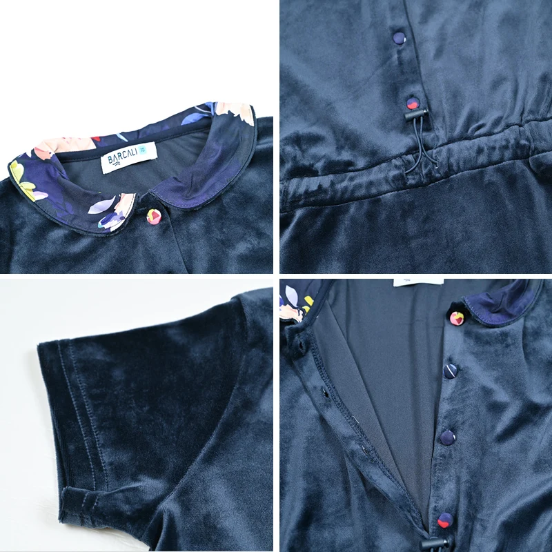 Familien-Shabbos Samt-Set Mädchenkleid Passendes T-Shirt Baby 2-Teiliges Set Langarm Kinderkleidung Blumenkragen und Knöpfe – Detail 28