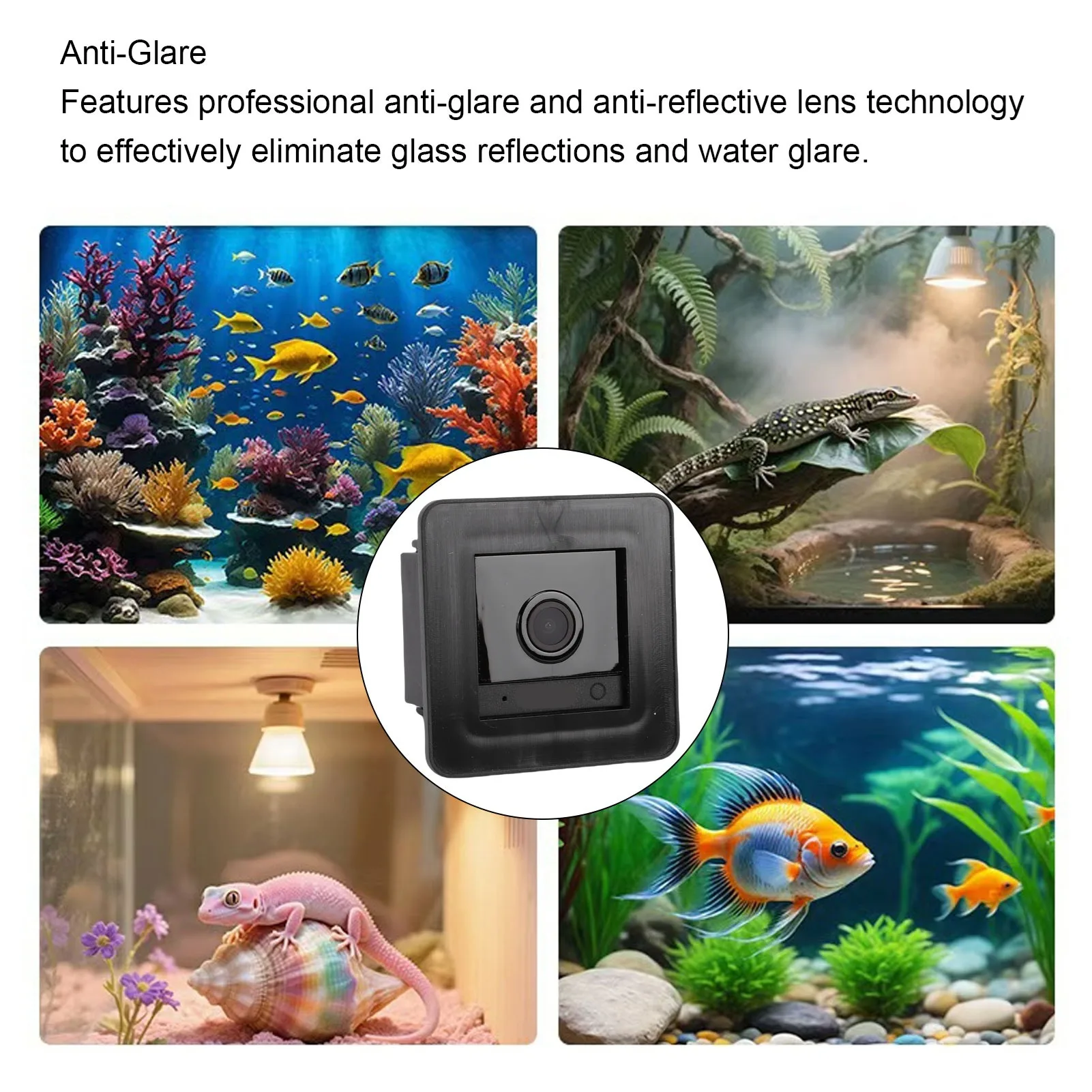 Fish Tank Camera 2K HD 140° Wide Angle Anti Glare WiFi Aquarium Camera with AI Motion Detection for Reptile Terrarium