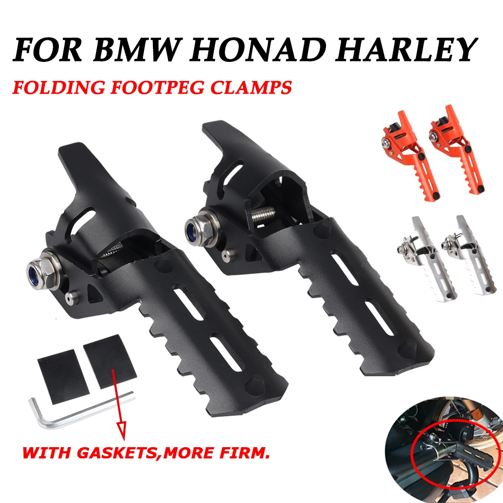 FOR BMW R1250GS R1200GS F800GS HARLEY PAN AMERICA 1250 S CRF1000L Z900 Highway Front Foot Pegs Folding Footrests Clamps 20-26mm