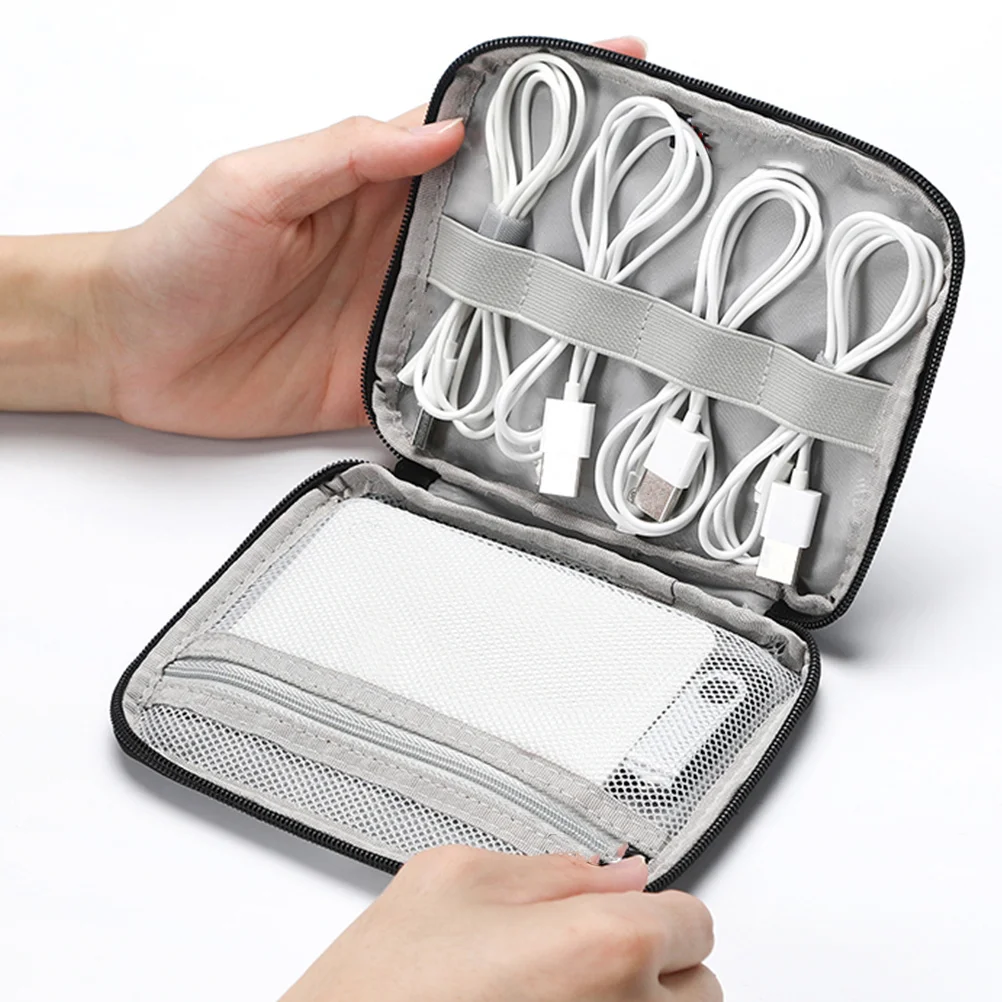

Digital Accessories Storage Bag Single-Layer Mini Black Multifunctional Electronics Organizer Carrying Case for Power Bank USB