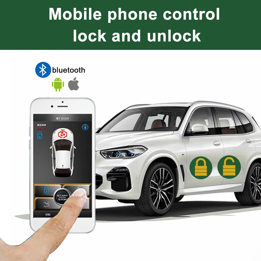 Universal Car Alarm With Autostart Push One Button Auto Start Stop APP/Keyless Entry System Smart Key Remote Start Kit G6221