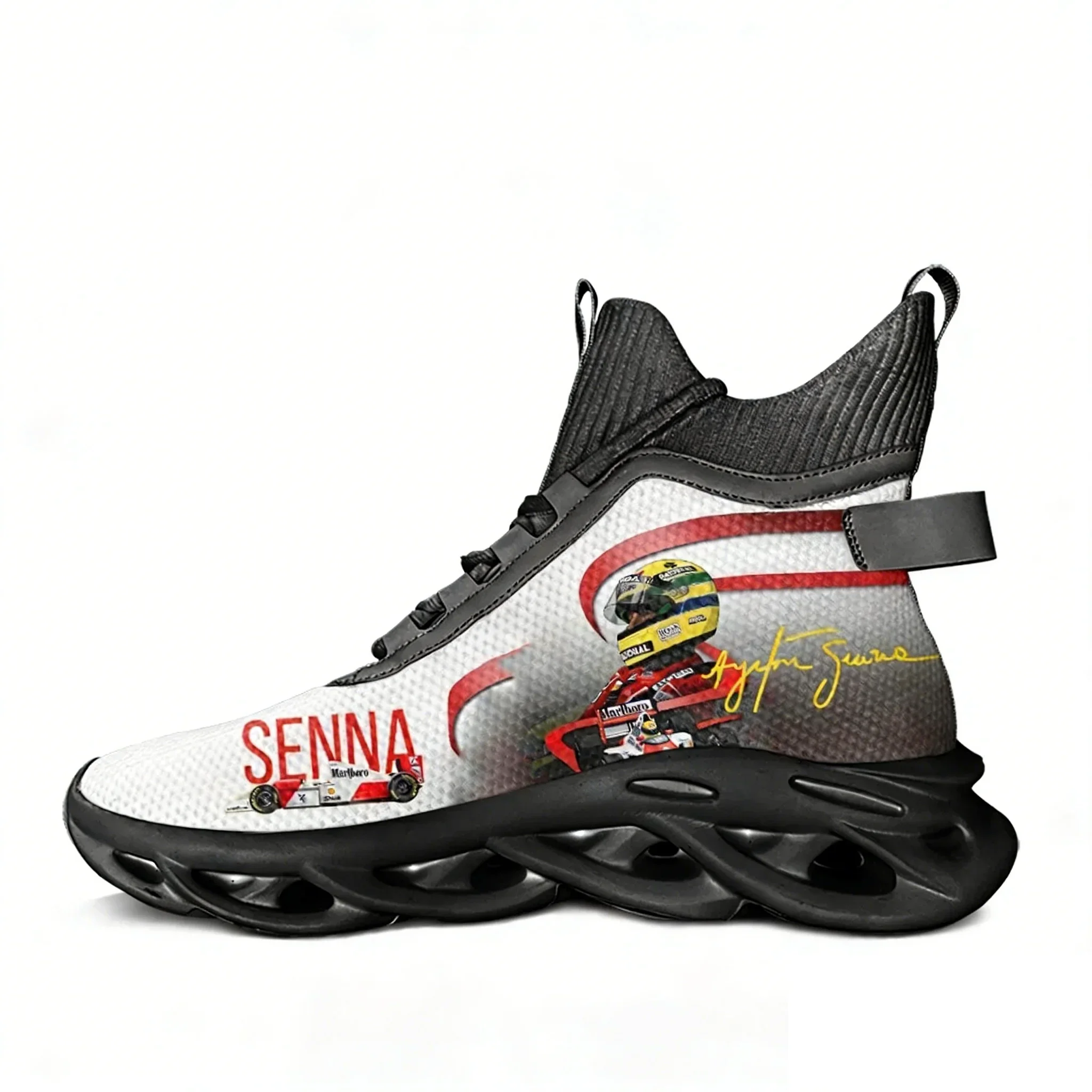 Ayrton Senna racing graphics High Top Flats Sneakers Mens Womens Hiking Sneakers Travel Shoes Running Casual Custom shoes view 3