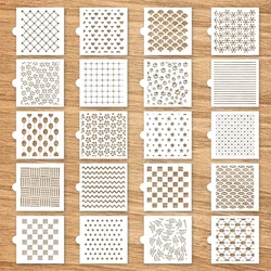 NUBECOM 20pcs Painting Templates PET Decor Molds Creative DIY Scrapbook Making Hollowed Out Patterns Painting Tools DIY Supplies