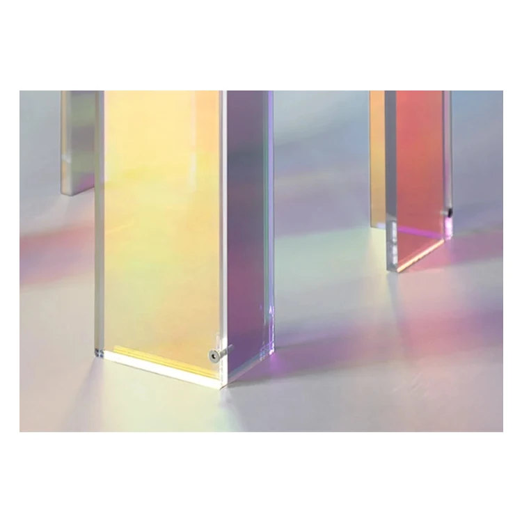 Square Bedside Tea Table Desk Rainbow Iridescent Acrylic Living Room Decorative Acrylic Coffee Table Furniture